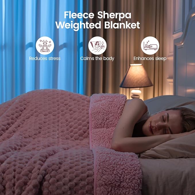 Super Fuzzy Soft Fleece Sherpa Weighted Blanket 15 lbs - Image 2