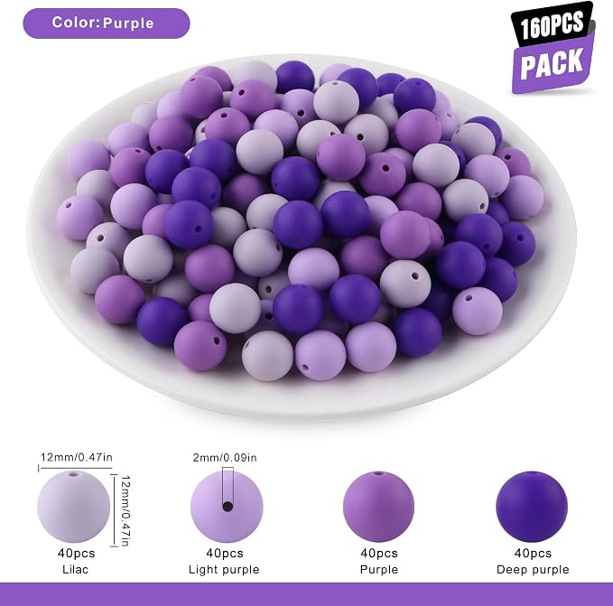 160Pcs Silicone Beads 12mm Mix Color, Bulk Silicone Beads 12mm - Image 2