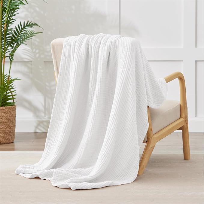 100% Cotton Muslin Blanket 50" x 60", Breathable and Lightweight Cotton Throw - Image 6
