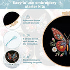 RidaaFri Embroidery Kit for Beginners, 3 Pk Stamped Butterfly DIY Craft Supplies - Image 7