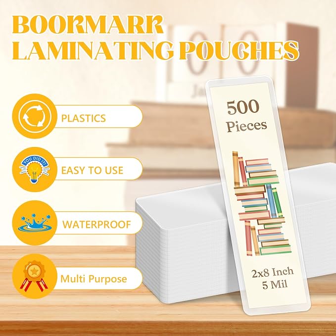 500 Pcs Bookmark Laminating Pouches 2x8inch 5 Mil Hot Laminator Sleeves DIY - Image 6