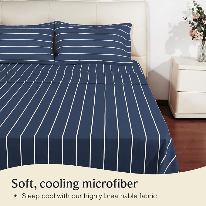 LuxClub Striped Sheets, Deep Pockets 18" Eco Friendly Wrinkle Free-Kids-Fitted - Image 3
