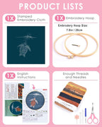 TINDTOP Embroidery Kit for Beginners Adult, Turtle Embroidery Practice Kit | - Image 2