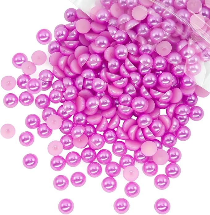 qiipii 220PCS 10mm Rose Red Half Round Pearls Bulk by qiipii