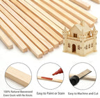 50PCS Square Wooden Dowels, 3/16" X 3/16" X 12"Square Dowels | Beautifully - Image 3