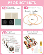 TINDTOP 5 Pack Embroidery Kit for Adult, Embroidery DIY Starter Kit, - Image 2