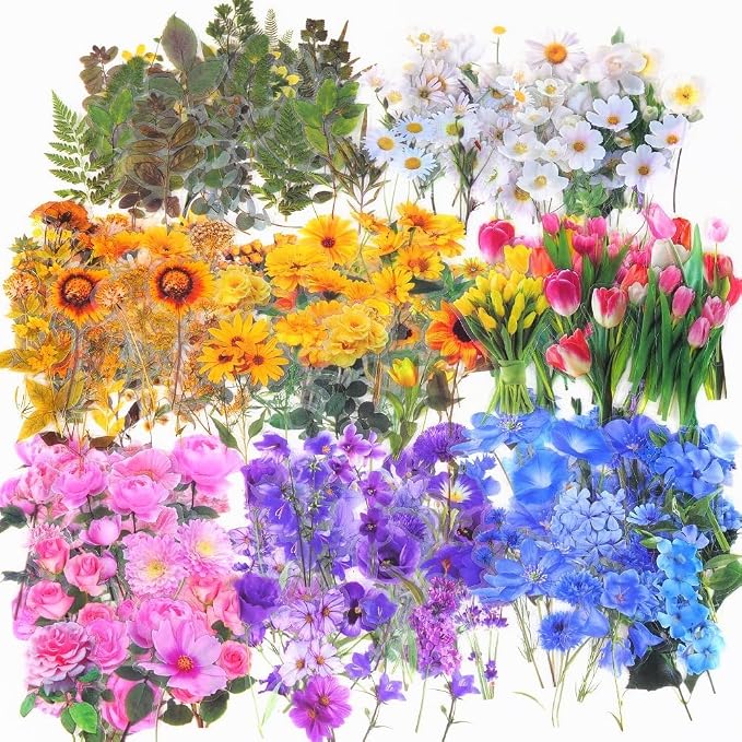 Transparent Pressed Flower Stickers 320 PCS-Dried Resin Leaves- Floral by Lanfixilly