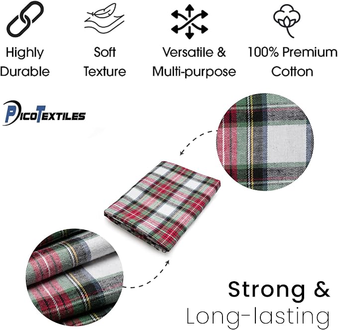 Pico Textiles 10 Yards Bolt Red Green White Tartan Plaid Flannel Fabric - Image 4