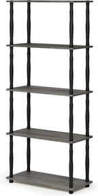 Furinno TURN-S-TUBE Storage Shelves, 5-Tier Book Shelf, Corner Shelf, Toolless - Image 6