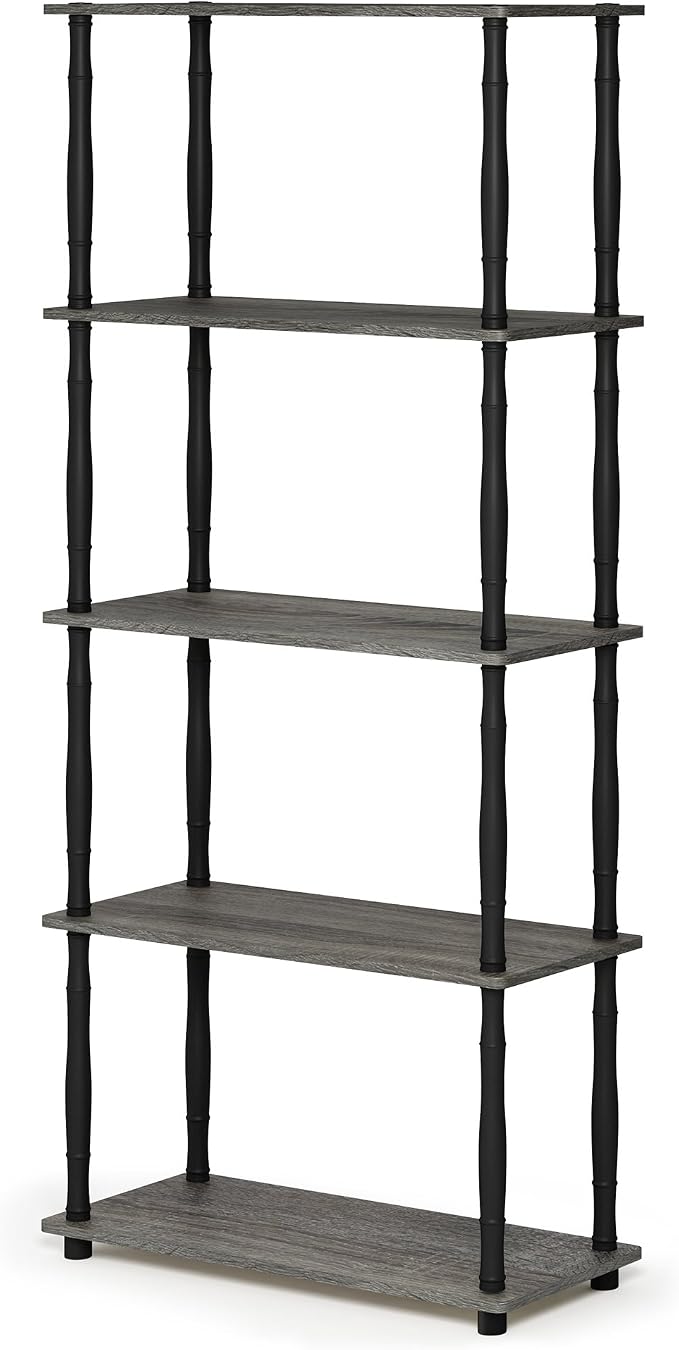 Furinno TURN-S-TUBE Storage Shelves, 5-Tier Book Shelf, Corner Shelf, Toolless - Image 6