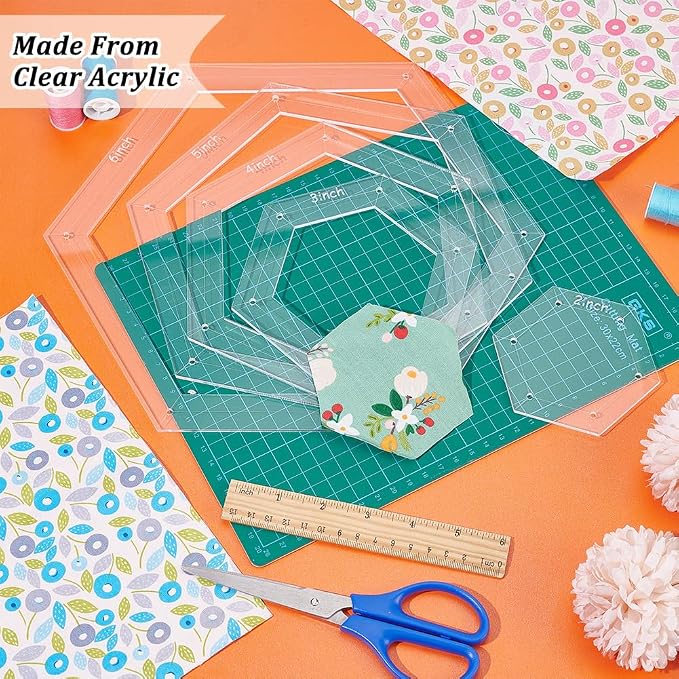 BENECREAT 5 Sizes Hexagon Quilting Template, Acrylic Intricate Sewing Machine - Image 5