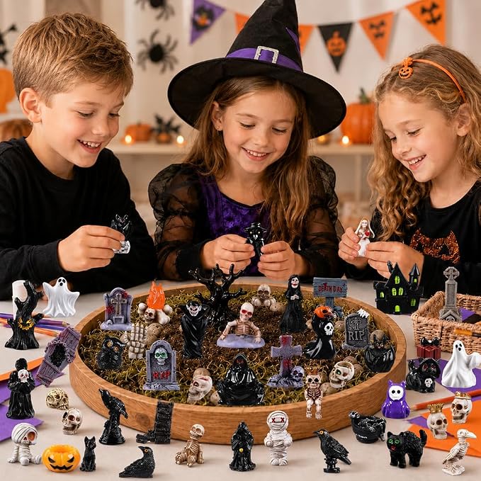 DIYDEC 60pcs Halloween Resin Miniatures Mini Resin Ghost Skull Figures to Hide - Image 6