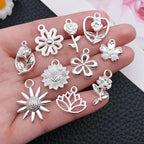 WOCRAFT 60pcs Bright Silver Flowers Bracelet Charms - Image 2