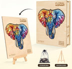 Floral Elephant Puzzles Adults Gifts Wooden 230 Pieces 13.4 * 12.8in - Image 5