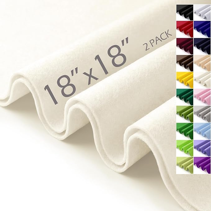 Ivory Felt Fabric Sheets 18" x 18" 1.6mm Soft Craft Felt Squares | Soft Precut by AblemeDeco
