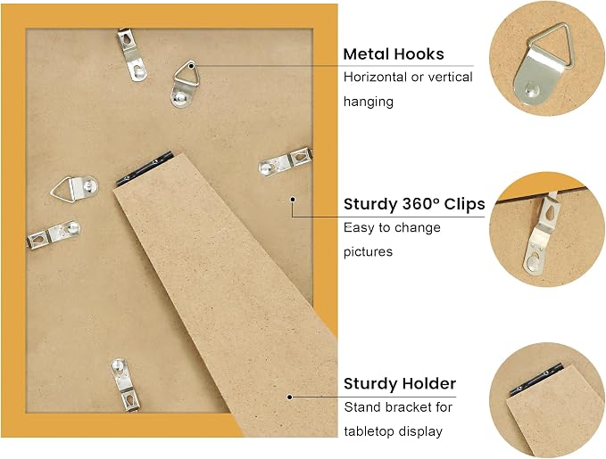 6x8 Picture Frame with Wavy Mat, Wooden Real Glass 6 x 8 Photo Frame - Image 3