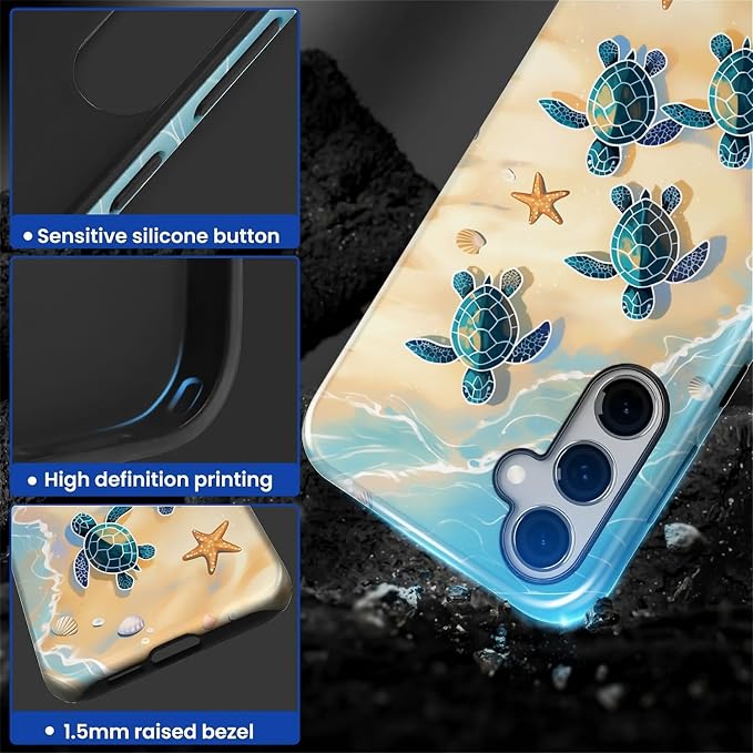 for Samsung Galaxy S23 FE Case, Sea Turtle Beach Pattern Glossy 2 in 1 - Image 4