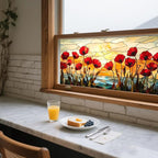 IVN Stained Glass Window Film 39.3x17.7 inch Poppy Flowers Window Privacy Film - Image 5