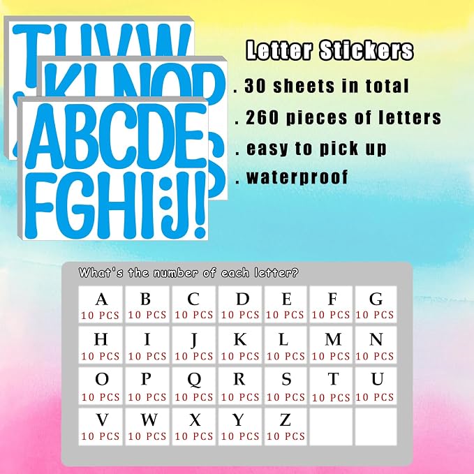 Bemeol 30 Sheets Large Letter Stickers 4 Inch Alphabet Letter Stickers Self - Image 2