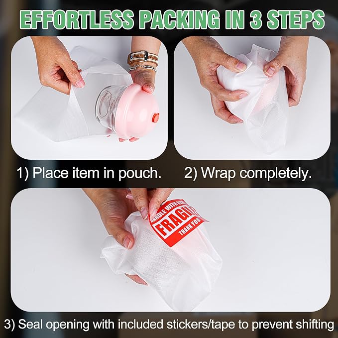 600Pcs Dish Packing Supplies for Moving, 300 Cushion Foam Wrap Pouches & Sheets - Image 3