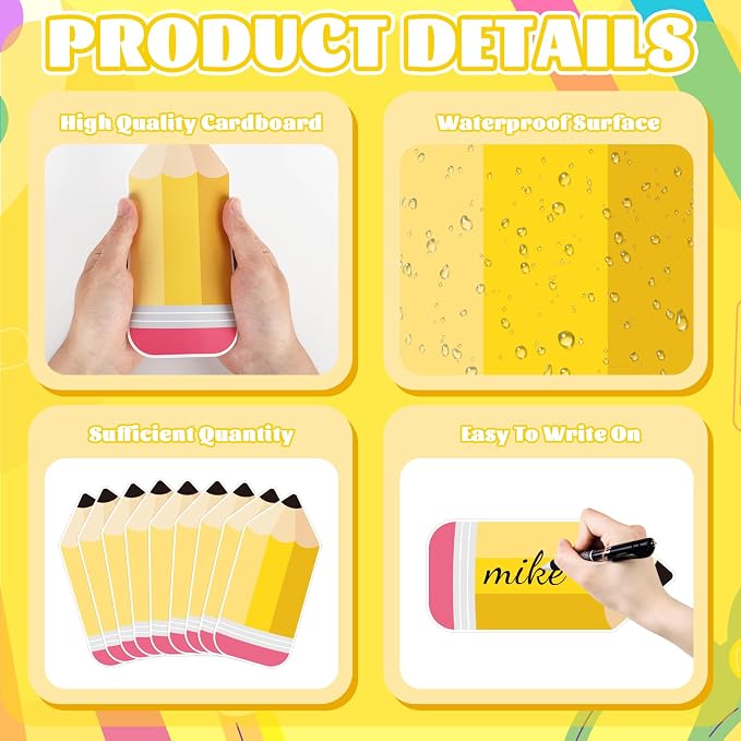 54Pcs Pencil Cutouts Pencil Name Tags, Classroom Pencils Themed Bulletin Board - Image 3