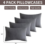 MINIPANDA Dark Gray Pillow Cases Standard Size Set of 4 - Image 3