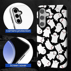 Case for Samsung Galaxy S25 Plus Case, Halloween Ghosts Bats Design Hybrid Dual - Image 2
