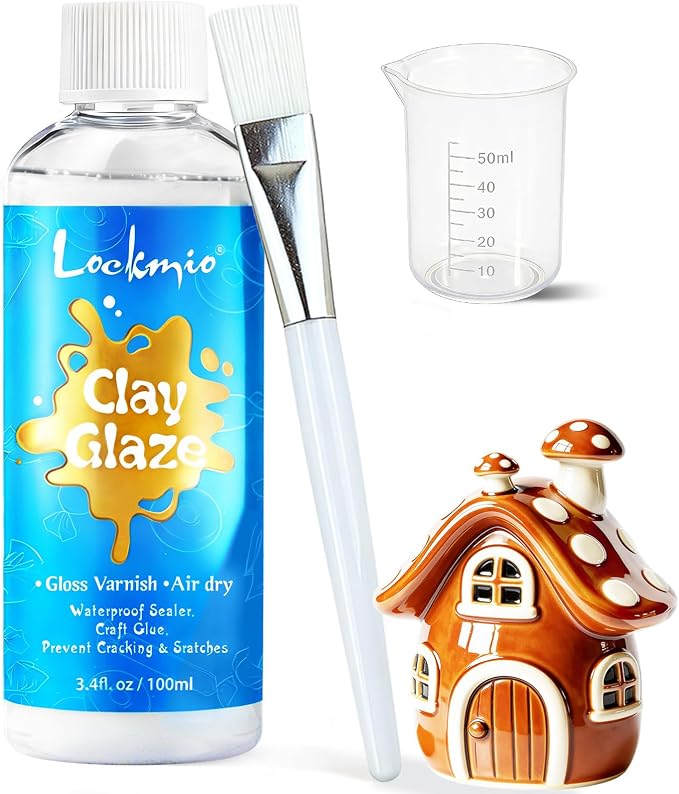3.4FL OZ Air Dry Clay Glaze, High Gloss Varnish, Protective Sealant to Prevent by lockmio