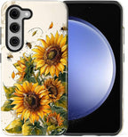 for Samsung Galaxy S23 Plus Case, Sunflowers Bees Pattern Glossy 2 in 1 - Image 2