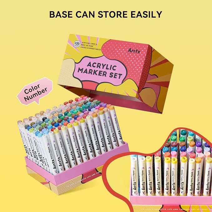 Arrtx 120 Colors Markers Paint Pens, Acrylic Paint Pens - Image 6