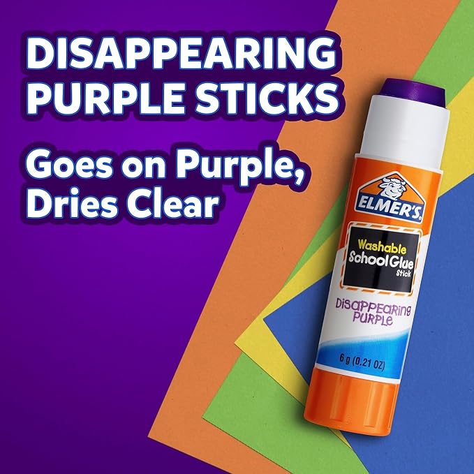 Elmer's Disappearing Purple School Glue Sticks, 0.21 oz Each, 8 Sticks per Pack - Image 2