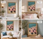 Framed Pink Beach Umbrella Canvas Wall Art, Ocean Seaside Wall Decor, Modern - Image 6