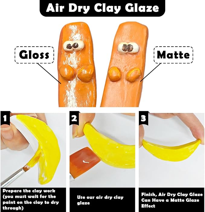 EIGTWEN 100ml Air Dry Clay Glaze and 29pcs Clay Tools Kit, Matte Varnish | - Image 2