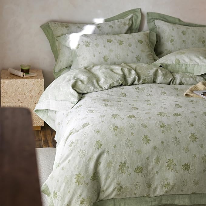 mixinni Yarn-Dyed Jacquard Duvet Cover Queen, Soft Breathable Double Layer Gauze - Image 5