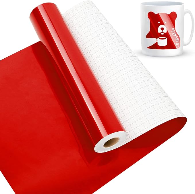 Lya Vinyl Glossy Red Permanent Vinyl, Glossy Red 12" x 50Ft Permanent Adhesive by LyaVinyl