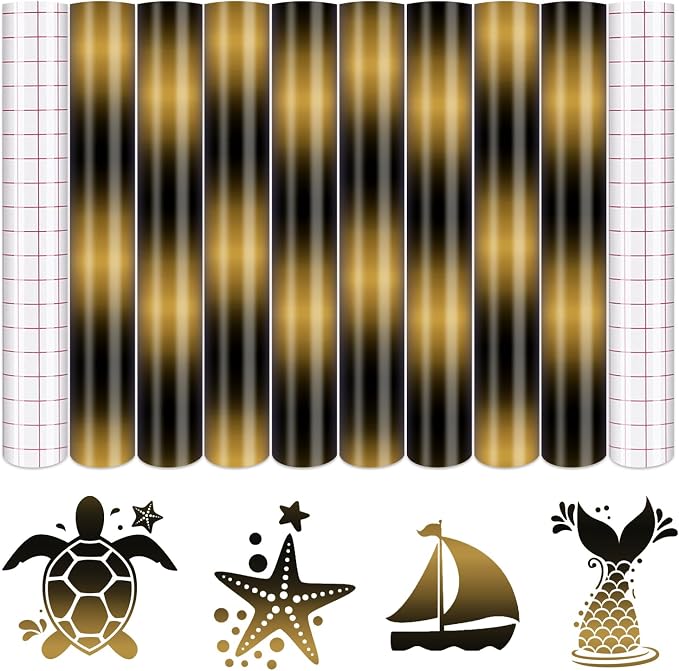 Tintnut Gradient Permanent Vinyl 8 Pcs12x10in Black Yellow Adhesive Vinyl | by Tintnut