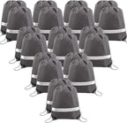 BeeGreen 20-Piece Grey Drawstring Backpacks, Reflective Cinch Sacks, DIY Blank by BeeGreen