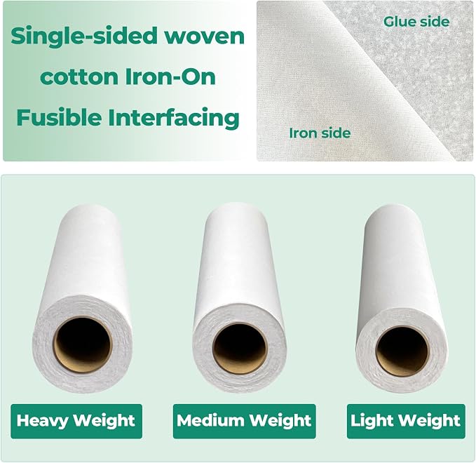 PLANTIONAL Woven Cotton Iron-On Fusible Interfacing, 16.1 inch X 10 Yards White - Image 2
