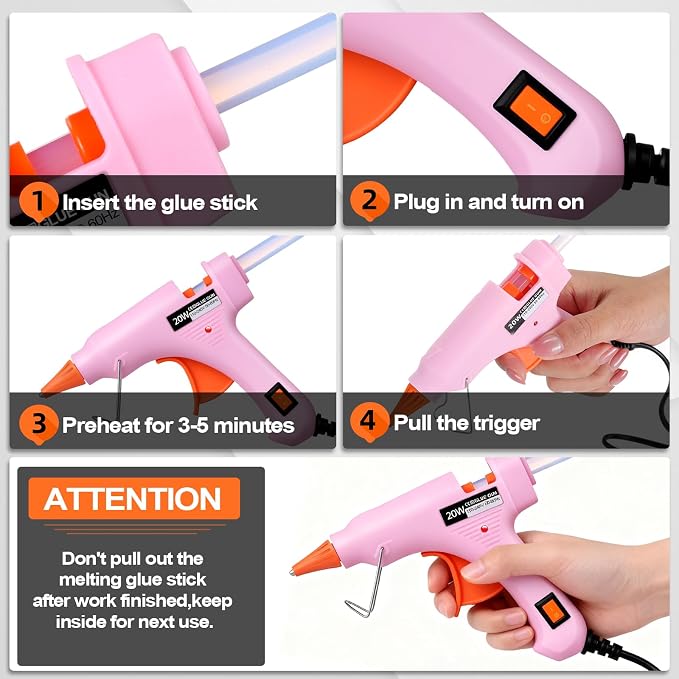 10 Pack Mini Hot Glue Gun with 50 Glue Sticks, 5 Colors Mini Hot Glue Gun Set - Image 7