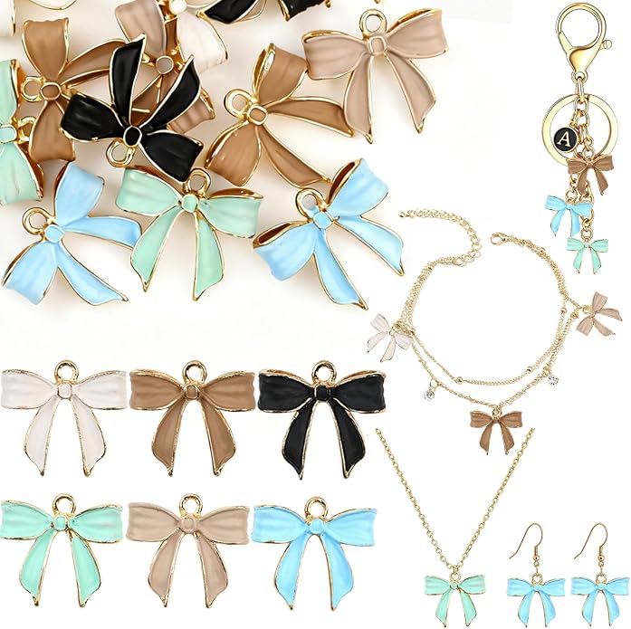 Bow Charms for Bracelet Jewelry Making Cute Bracelet Charms | 18Pcs, Bow Charms by Unknown