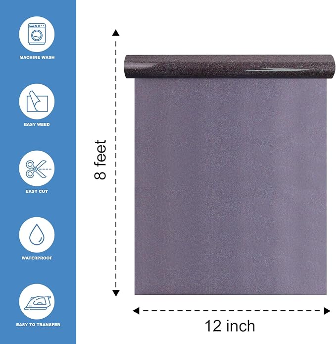 Galaxy Black Glitter Heat Transfer Vinyl 12" x 8 ft HTV - Image 2