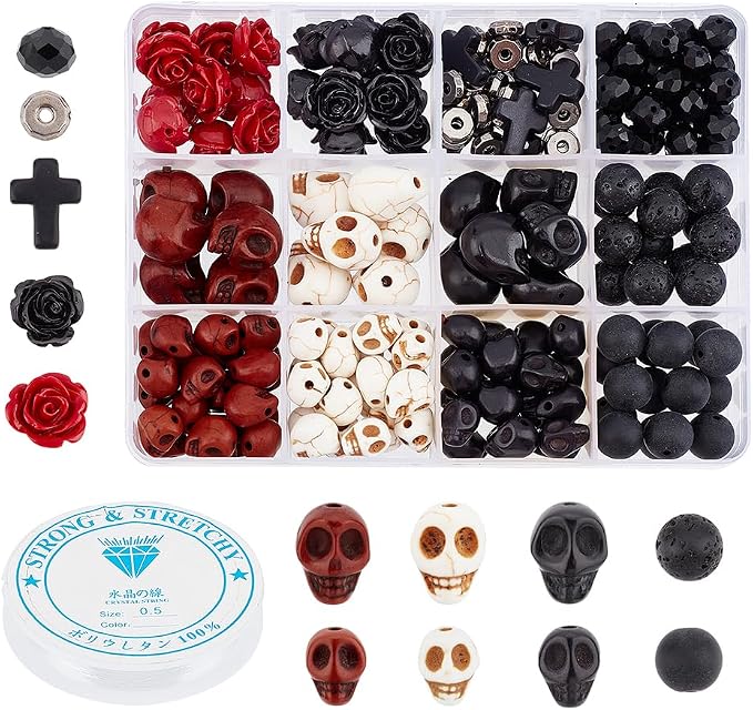 arricraft 203 Pcs Halloween Skull Gemstone Beads Kits, Natural Lava Rock by ARRICRAFT