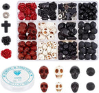 arricraft 203 Pcs Halloween Skull Gemstone Beads Kits, Natural Lava Rock by ARRICRAFT