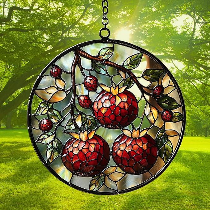 Cottage Pomegranate Acrylic Suncatcher Stained Glass Effect Window Car Hanging - Image 3
