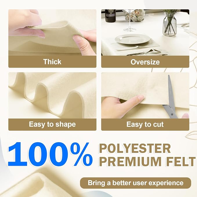 XSEINO Ivory Large Felt Fabric 108" X 36 ", 1.4 mm Thick Soft Felt Fabric Sheet - Image 4