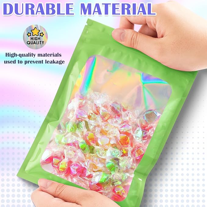 JETMORE 300 Pcs Mylar Bags, Smell Proof Bags Foil Pouch, Holographic Resealable - Image 4