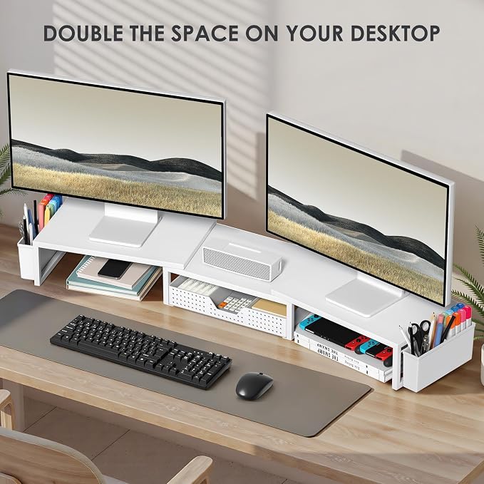OPNICE Desk Organizers and Accessories, Dual Monitor Stand Riser - Image 4