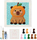 INFUNLY Orange Capybara Punch Needle Kit 9.4x9.4" DIY Punch Embroidery Kit by INFUNLY