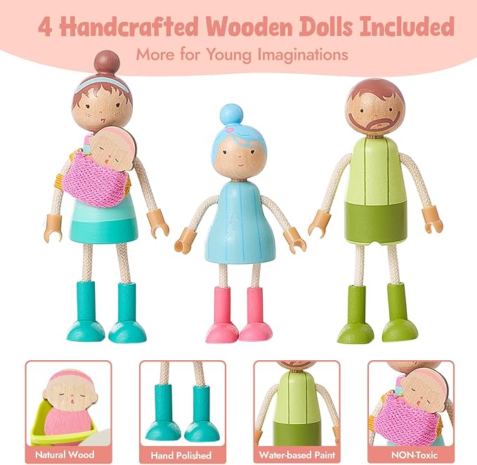 Giant bean 36pcs Wooden Dollhouse Furniture Set - Image 4