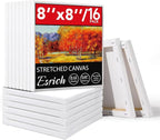 ESRICH Stretched Canvas for Painting, 16 Pack 8x8 Square Canvases for Painting by ESRICH